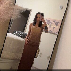 Commense Faded Brown Midi Dress